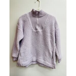 Aerie Sz XS Dream Sherpa Quarter Zip Pullover Sweatshirt Lavender EUC